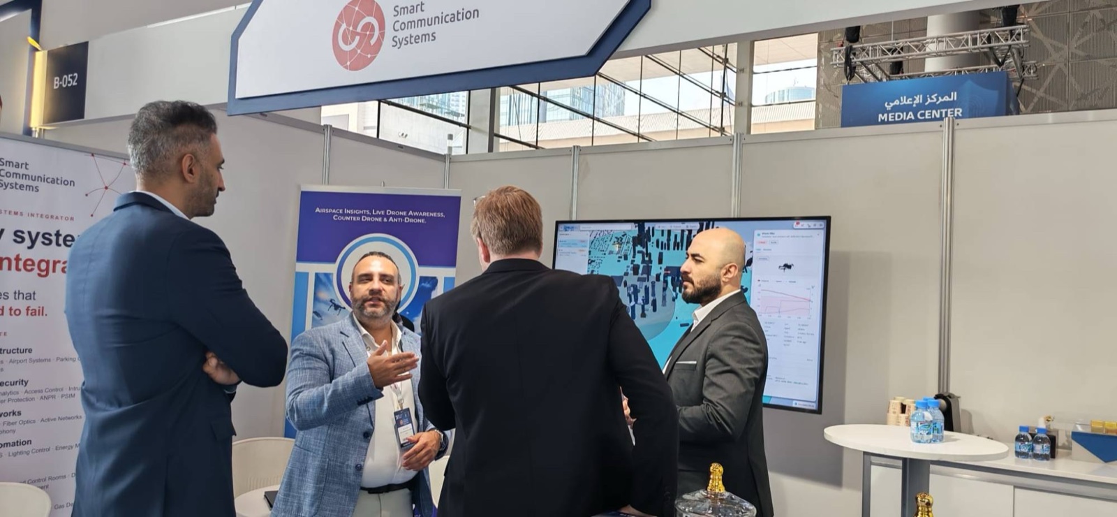 Live demonstration of the BlueSky Command and Control Counter Drone System at the SCS stand, Milipol Qatar 2026